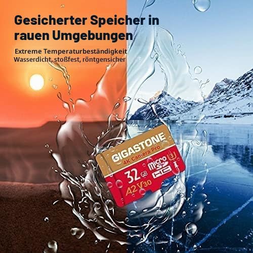 GIGASTONE Speicherkarte 32GB 5 Stück 4K Kamera Pro kompatibel mit GoPro Drohne Switch 95 MB/s, 4K UH