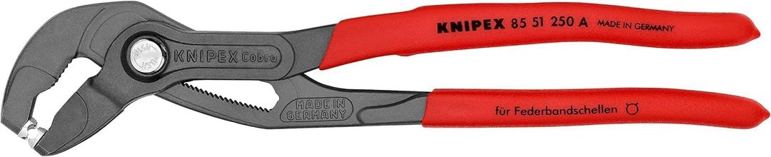 KNIPEX Federbandschellenzange für Schlauchschellen, Chrom-Vanadium, atramentiert, 250 mm, 85 51 250