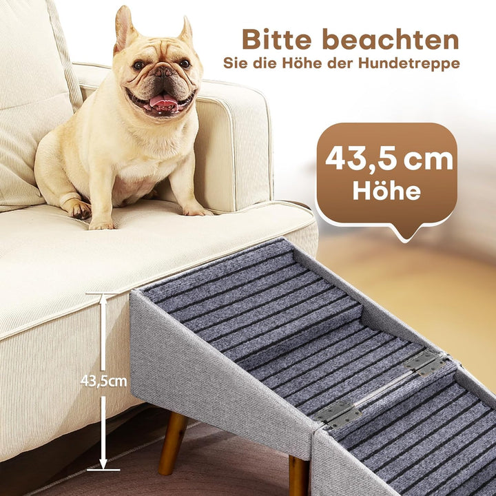 Hunde Treppe für kleine Hunde und Katzen für Couch und Bett, Klappbare 2-in-1 Holz Haustier Schritte