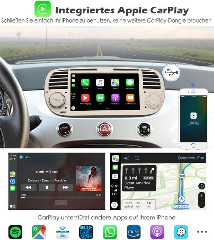 Erisin Quad Core Android 10 7 Zoll Autoradio Mit GPS Navi für FIAT 500X Auto Multimedia Player Touch