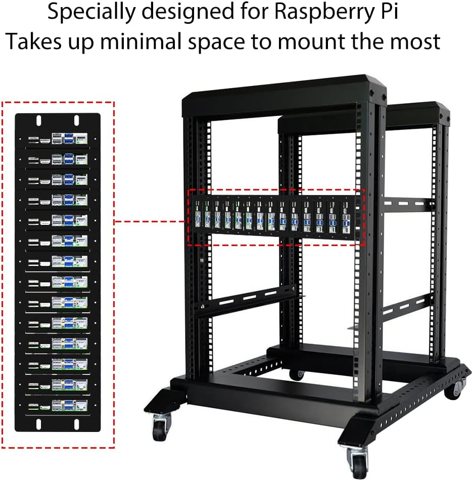 GeeekPi 3U Rack Kit für Raspberry Pi 4B, 19" 3U Rackmount Unterstützt 1-14 Einheiten mit 14 Raspberr