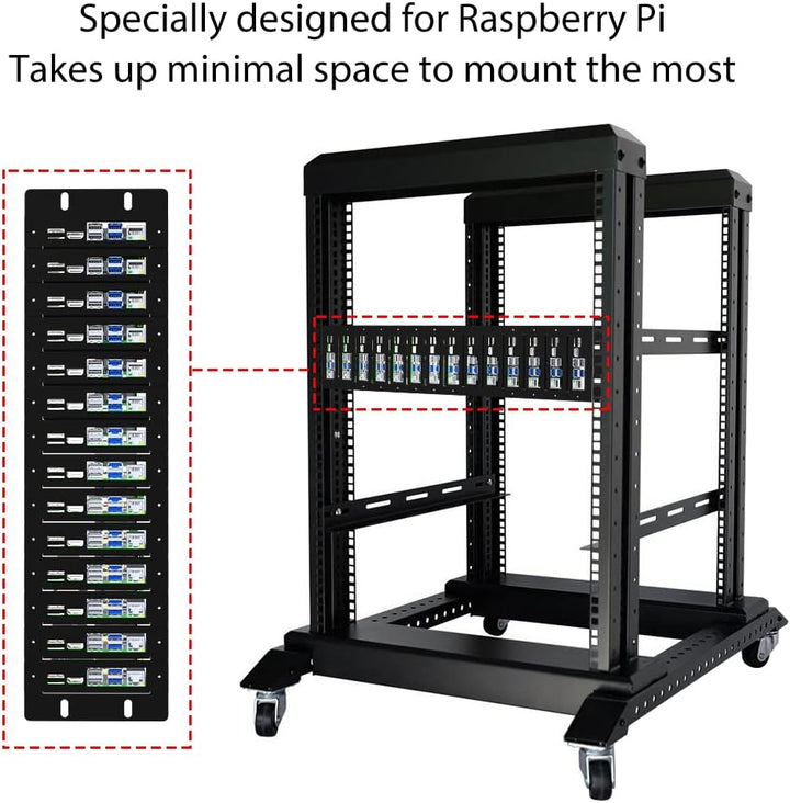 GeeekPi 3U Rack Kit für Raspberry Pi 4B, 19" 3U Rackmount Unterstützt 1-14 Einheiten mit 14 Raspberr