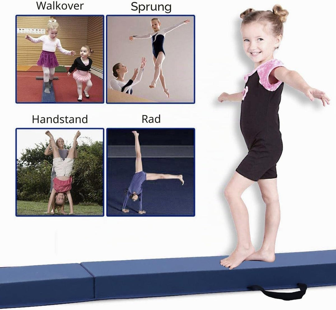 FBSPORT Schwebebalken Kinder 240/270/300 cm Faltbarer Balken Turnen Balance Beam für Zuhause Trainin