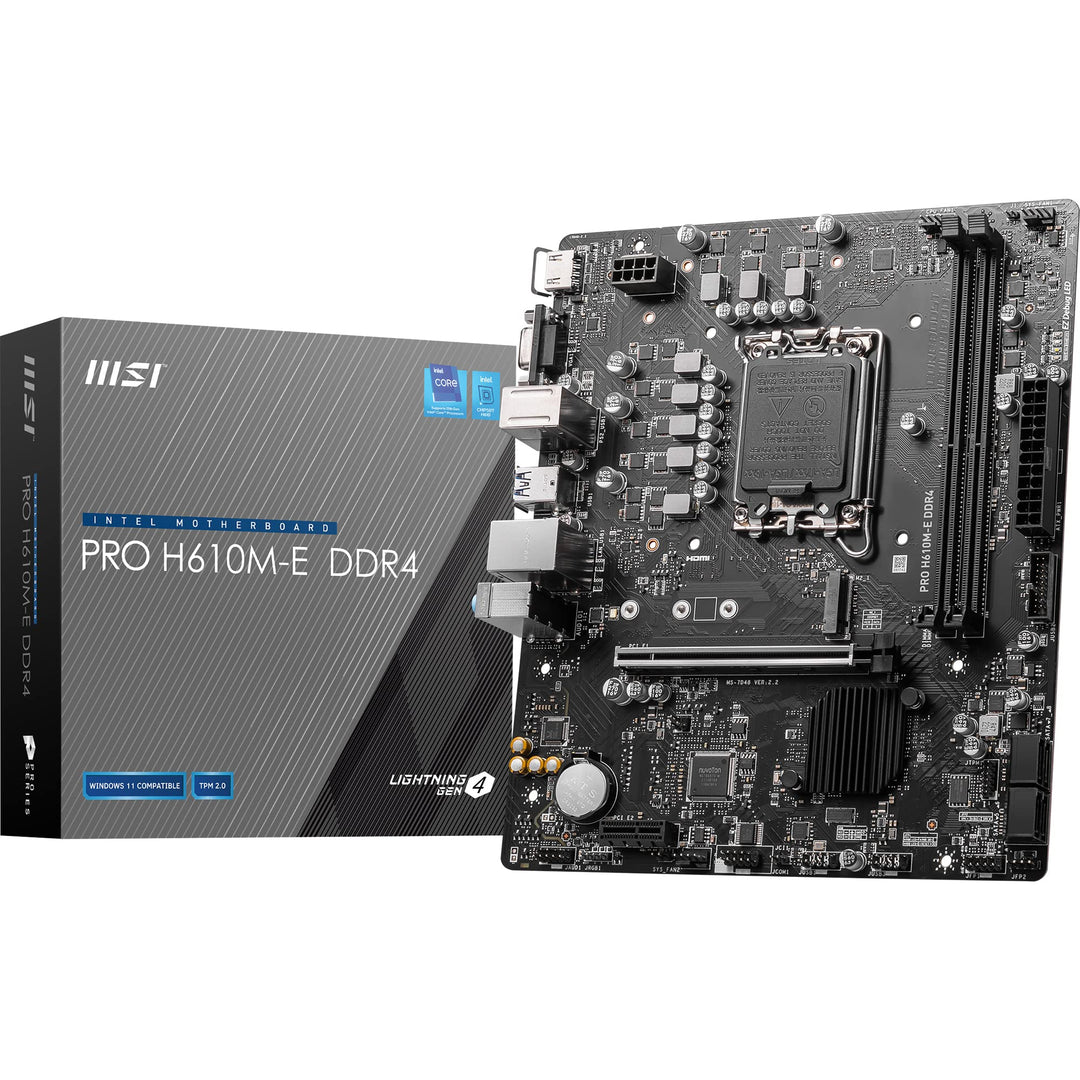 MSI PRO H610M-E DDR4 Motherboard, Micro-ATX - Unterstützt Intel 12th Gen Core Prozessoren, LGA 1700-