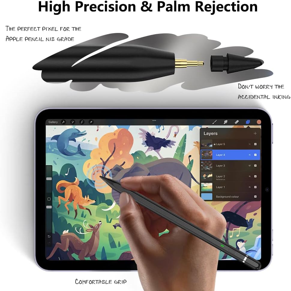 KIROSA Apple Pencil 2. Generation, 2023 Upgrade iPad Stift mit Schnellladung, Neigung Handflächenabw