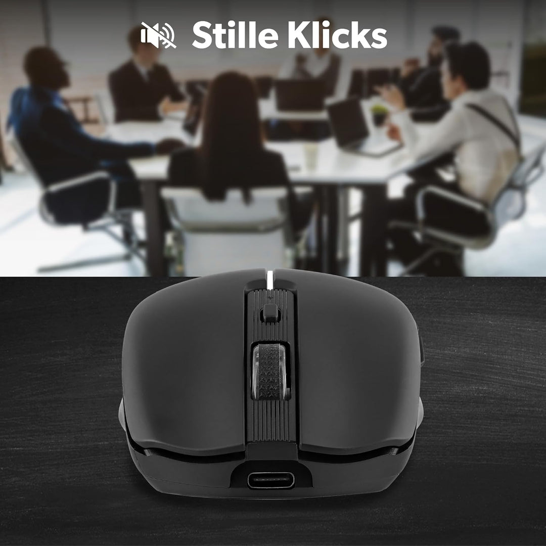 T'nB Kabellose Maus, Dual Mode Bluetooth und USB-A, Wiederaufladbar, Lange Akkulaufzeit, Leise, 1600