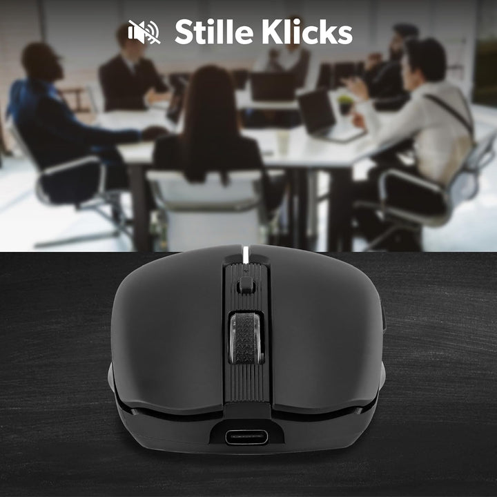 T'nB Kabellose Maus, Dual Mode Bluetooth und USB-A, Wiederaufladbar, Lange Akkulaufzeit, Leise, 1600