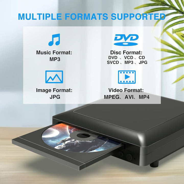 Ceihoit Mini DVD Player für TV HDMI/AV Ausgang mit Kabel enthalten, HD 1080P Upscaling, USB Eingang,