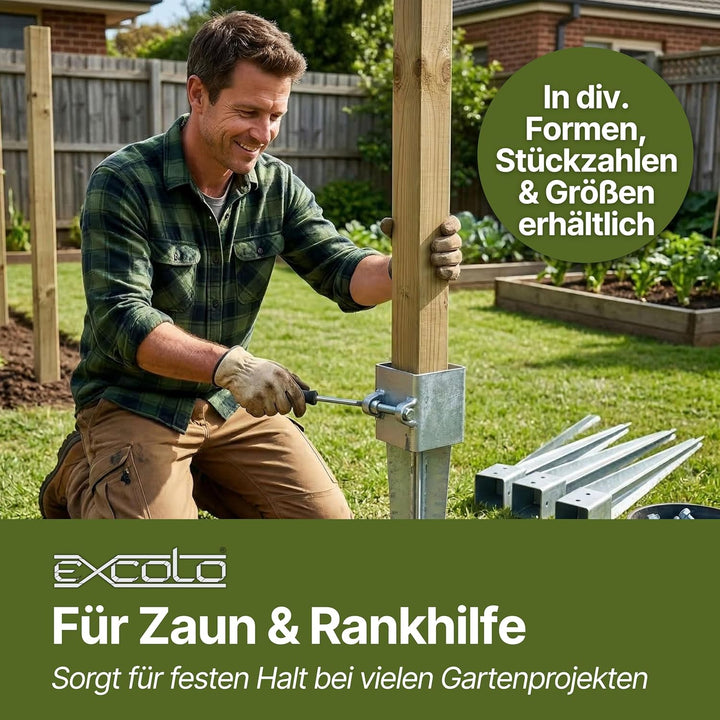 10 Stk 70mm Pfostenträger Einschlaghülse Bodenhülse kurz 600mm Holz-pfosten Zaun