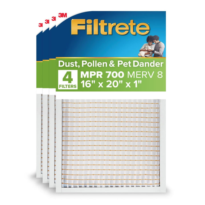 Filtrete 16 x 20 x 1 AC Ofen-Luftfilter, Merv 8 MPR 700, Staub, Pollen und Haustierschuppen, 4 Stück