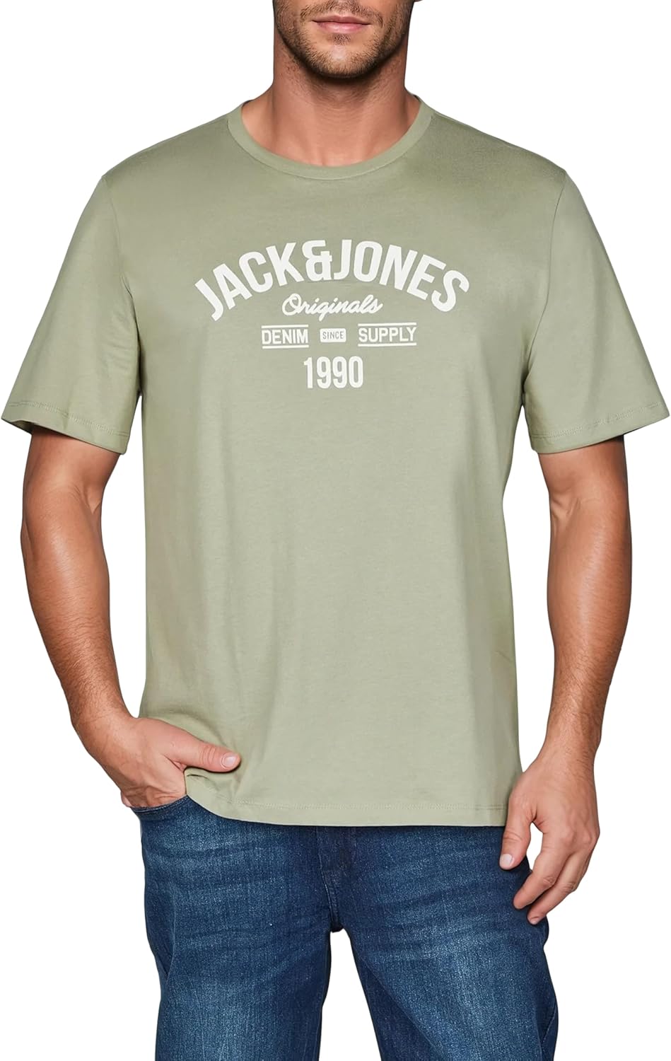 JACK & JONES JJLINO T-Shirt 4er Pack Rundhals Kurzarm Shirt Regular Fit Print Sommer 100% Baumwolle