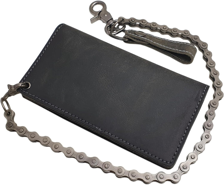 myledershop Echt Büffel-Vollleder Querformat Bikerbörse/Geldbörse/Geldbeutel/Portemonnaie mit Metall