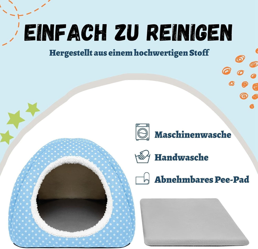 Dyrdekly Kaninchenhöhle Grosses Meerschweinchenbett Waschbares Haus und Versteck Fleece Versteckhütt