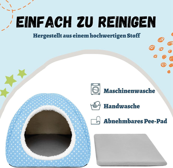 Dyrdekly Kaninchenhöhle Grosses Meerschweinchenbett Waschbares Haus und Versteck Fleece Versteckhütt