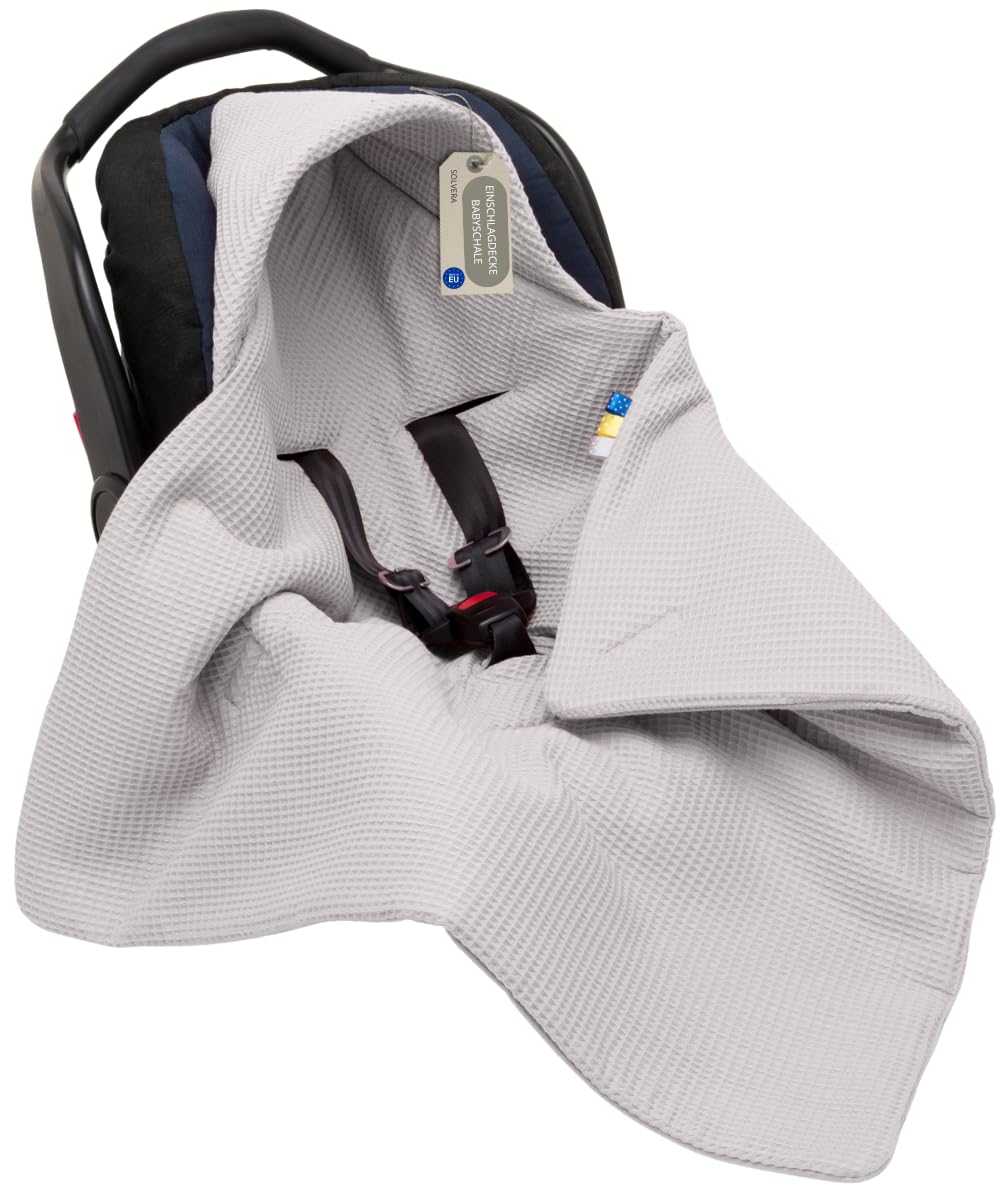 Einschlagdecke Babyschale Frühling Herbst, Reine Baumwolle ohne Polyester-Plüsch, hypoallergen, 3-Pu