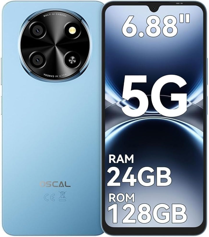 OSCAL Tiger 8 24GB+128GB/2TB TF 5G Smartphone, 6,88 Zoll 120Hz Augenschutz-Display, Android 15 Smart