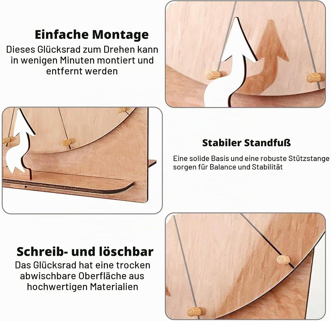 Grosses Glücksrad Set, 30cm Glücksrad Zum Drehen Mit Ständer Und Markierstift, Glücksrads Zum Selbst