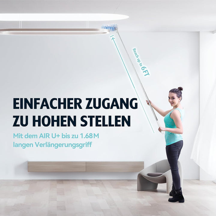 AIR U+ 180cm Staubwedel Teleskop mit 20 Stück für Swiffer - Staubwedel Lang Ausziehbar, Einweg Mikro