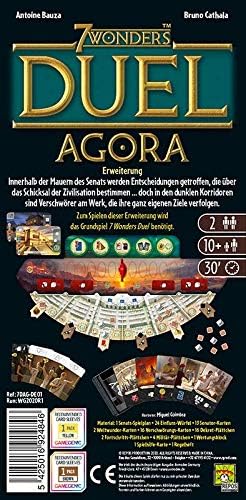Asmodee 7 Wonders Duel – Agora, Erweiterung, Kennerspiel, Strategiespiel, 2 Spieler, ab 10+ Jahren,