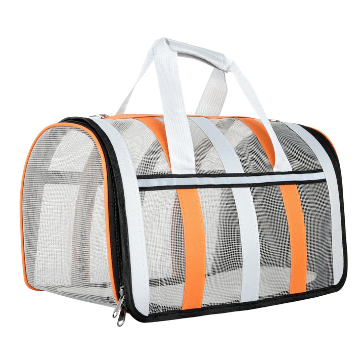 Flugtauglicher Haustierträger,atmungsaktives Mesh-Hund-Katzen-Reisetasche mit Reflektoren,tragbare H