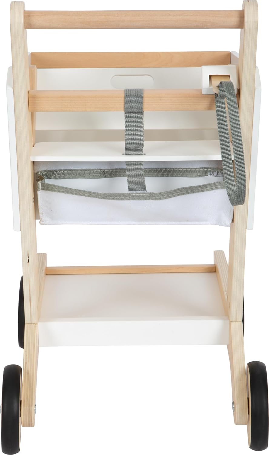 Small Foot Einkaufswagen Fresh aus Holz, Zubehör für den Kaufladen und Supermarkt, Rollenspielzeug a