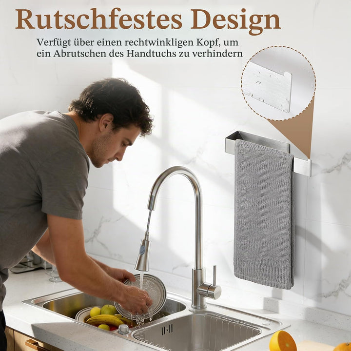 Handtuchhalter ohne Bohren, 25CM 304 Edelstahl Handtuchstange zum Kleben für Bad &amp; Küche，Modernes De