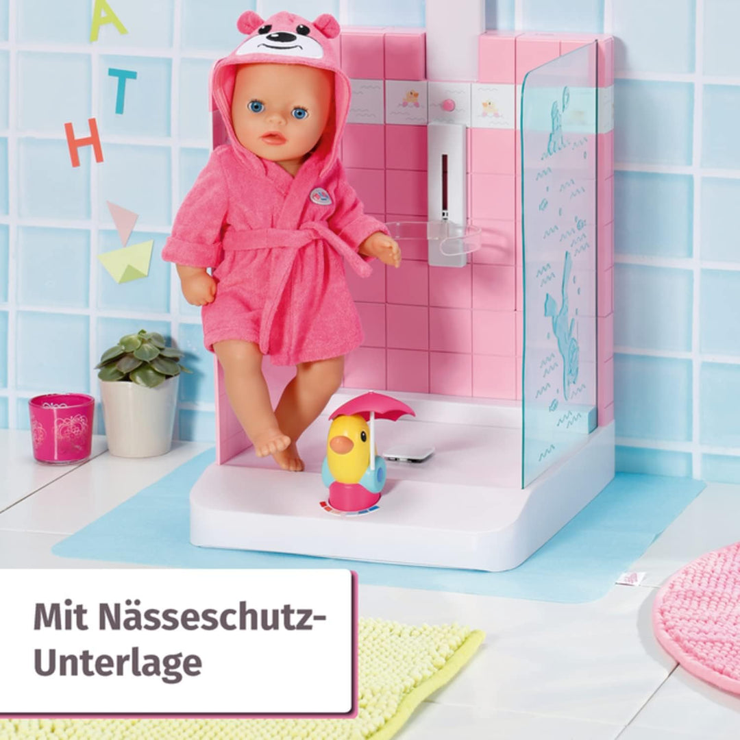 BABY born Walk In Shower, begehbare Puppendusche mit echtem Wasser und höhenverstellbarem Duschkopf,