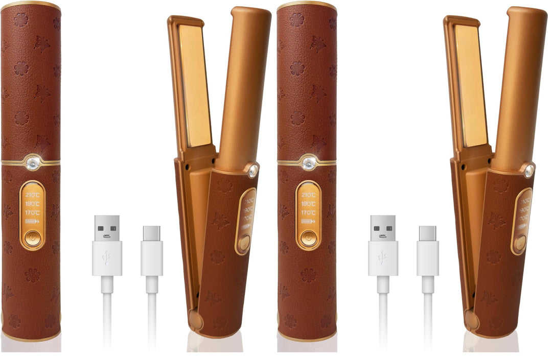 Glätteisen Kabellos, Haarglätter 2 in 1 mit 5000mAh, Mini Reiseglätteisen Glätteisen Locken und Glät