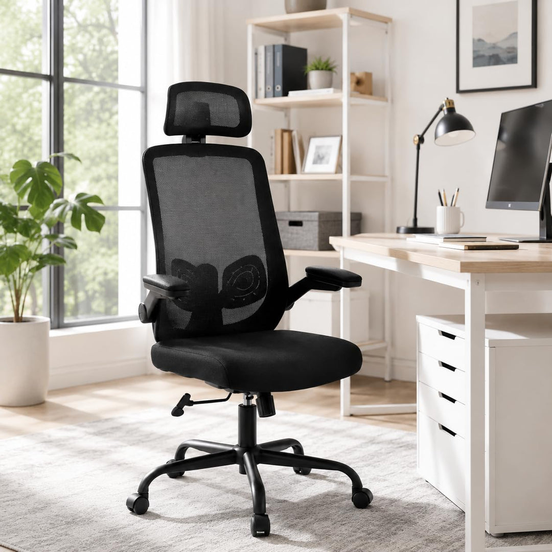 DUMOS Bürostuhl Ergonomisch, Gaming Stuhl mit Verstellbarer Kopfstütze, Armlehnen Schreibtischstuhl,