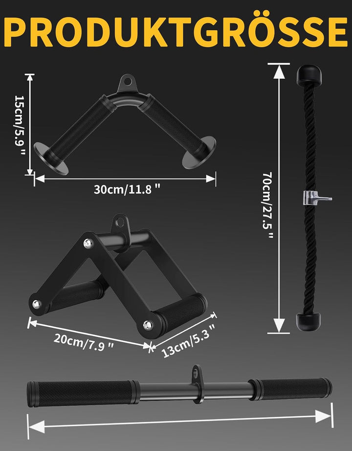 Kabelzug Aufsatz Set, Rutschfester Gummigriff Latzug Zubehör für Seilzugsystem, Kabelzug Griffe Set