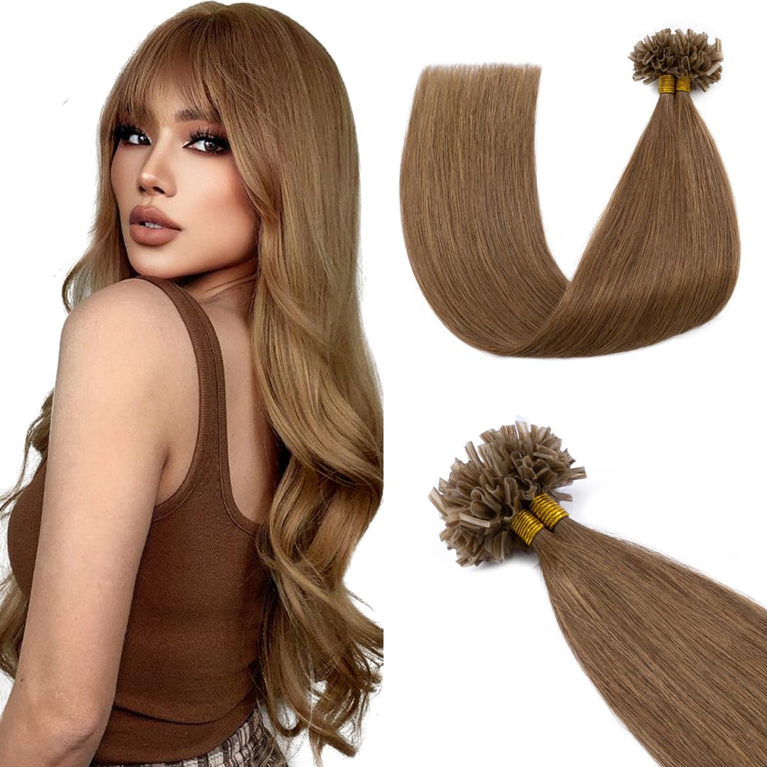 Haarverlängerung Bonding Extensions Echthaar 7A Remy Echthaar Haarteile Echthaar 0,5g Weich Natürlic