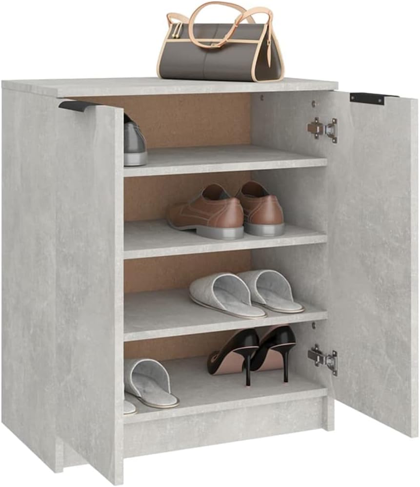 Schuhschrank Betongrau 59x35x70 cm Holzwerkstoff, Schuhe Organizer, Schuhe Aufbewahrung, Schuhregal