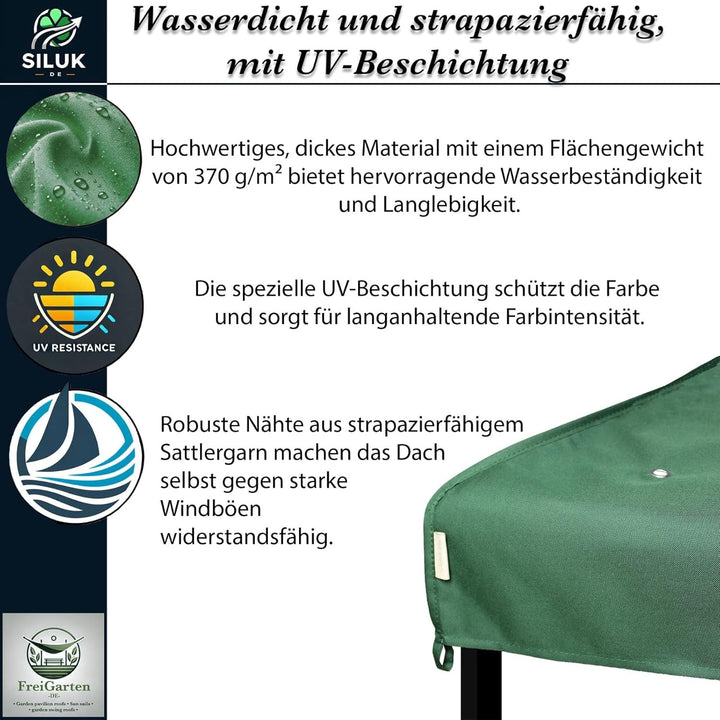 freigarten.de Ersatzdach für Pavillon 3x4 Meter Wasserdicht Material: Panama PCV Soft 370g/m² extra