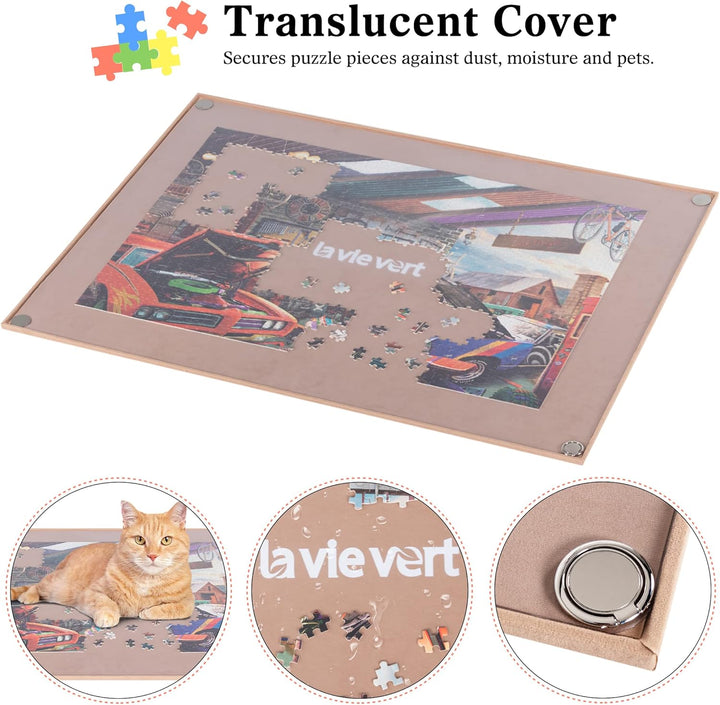 Lavievert tragbares Puzzlebrett aus Holz mit staubdichter Abdeckung, Puzzlematte zur Puzzleaufbewahr