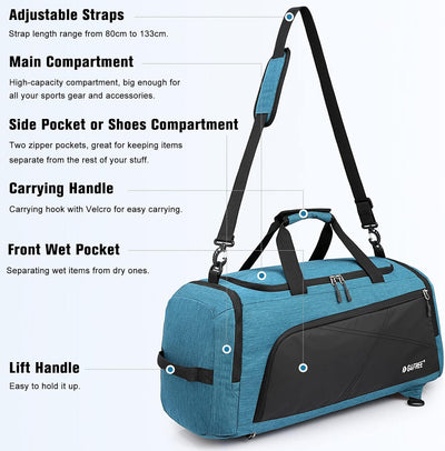 G4Free 45L Grosse Sporttasche&Reisetasche für Damen und Herren/mit Schuhfach & Nassfach/Trainingstas