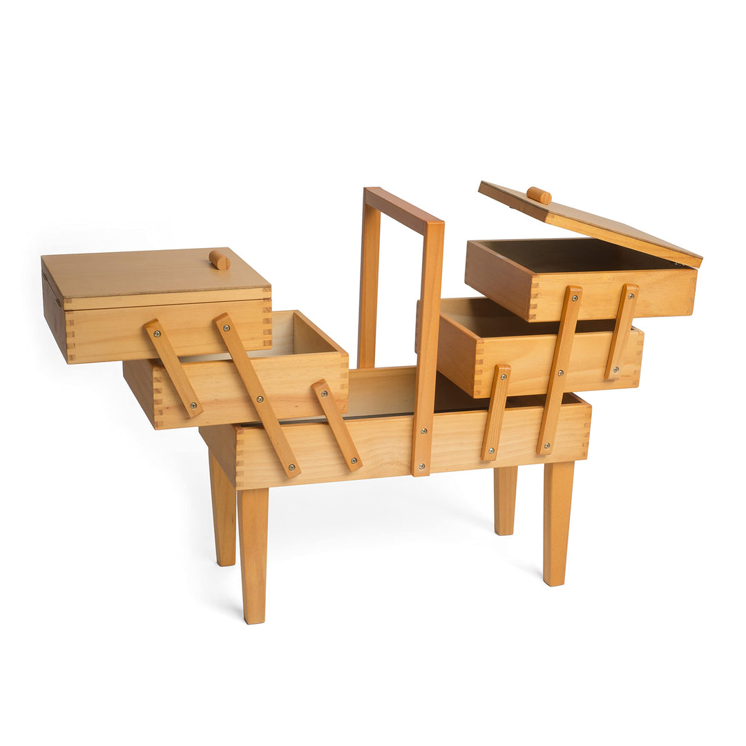 Hobby Gift GB8550 Wooden Workbox Holz Cantilever Sewing Hobby Craft Aufbewahrungsbox, 3 Ebenen mit B