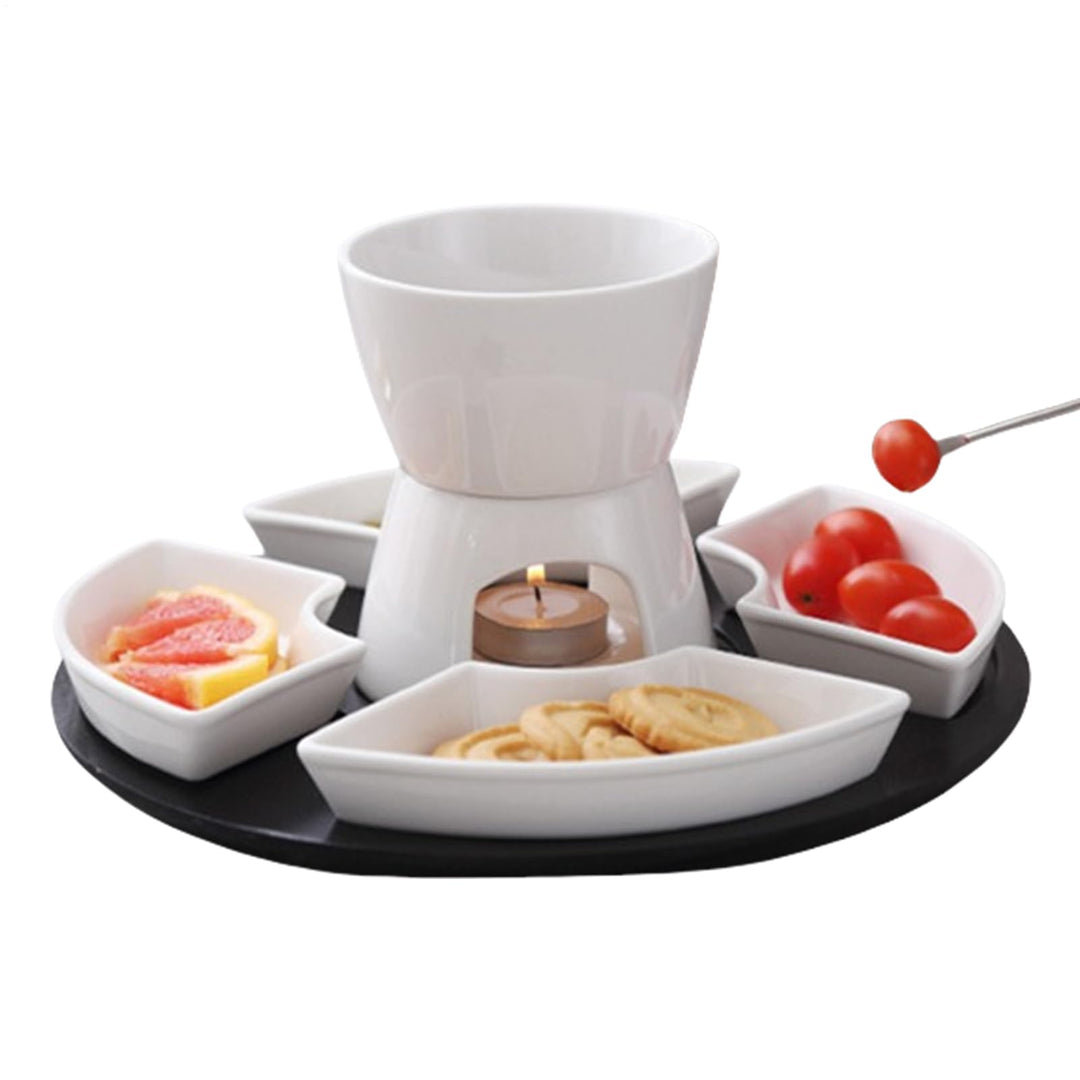 Kinder-Schokofondue-Set Hitzebeständige Keramik, abnehmbar | Butterwärmer-Fondue-Set Abnehmbar, Nach
