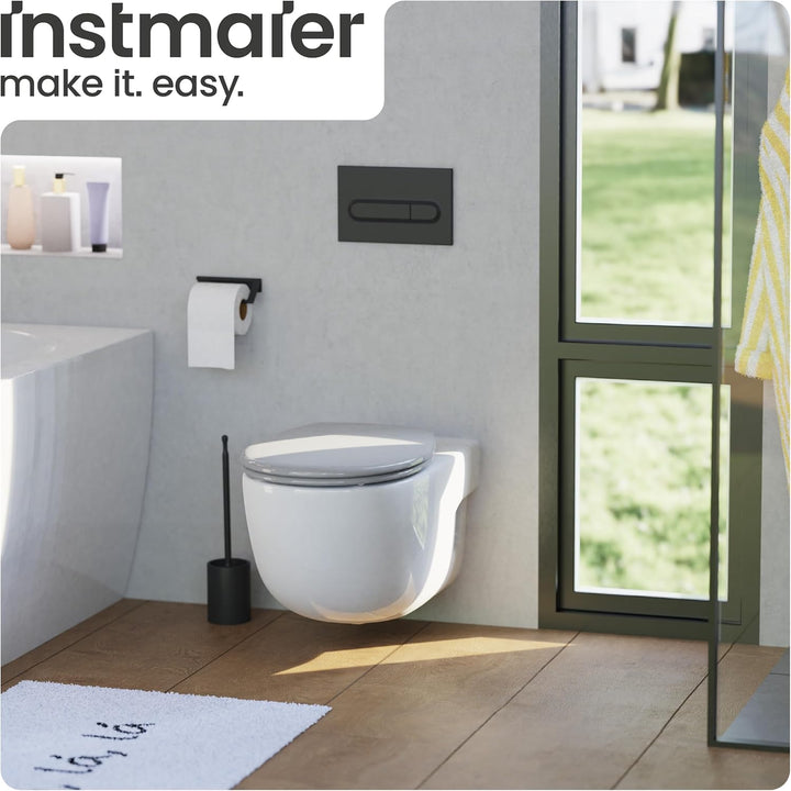 instmaier Toilettendeckel mit Absenkautomatik grau | Made in Germany | ovale Form | Toilettensitz au
