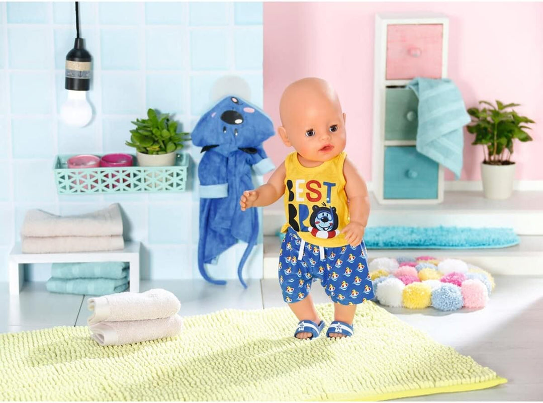 BABY born Bath Deluxe Bademantel 43cm - Puppenkleidung für 43 cm Puppen, Bade-Set in blau gelb beste