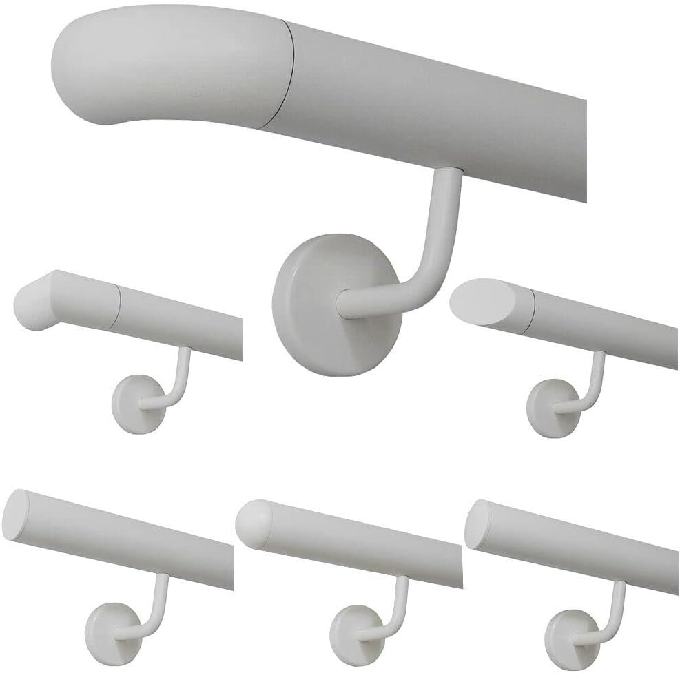 TIBU Handlauf Edelstahl weiss pulverbeschichtet 42,4 mm Geländer innen aussen wetterfest, Länge 130