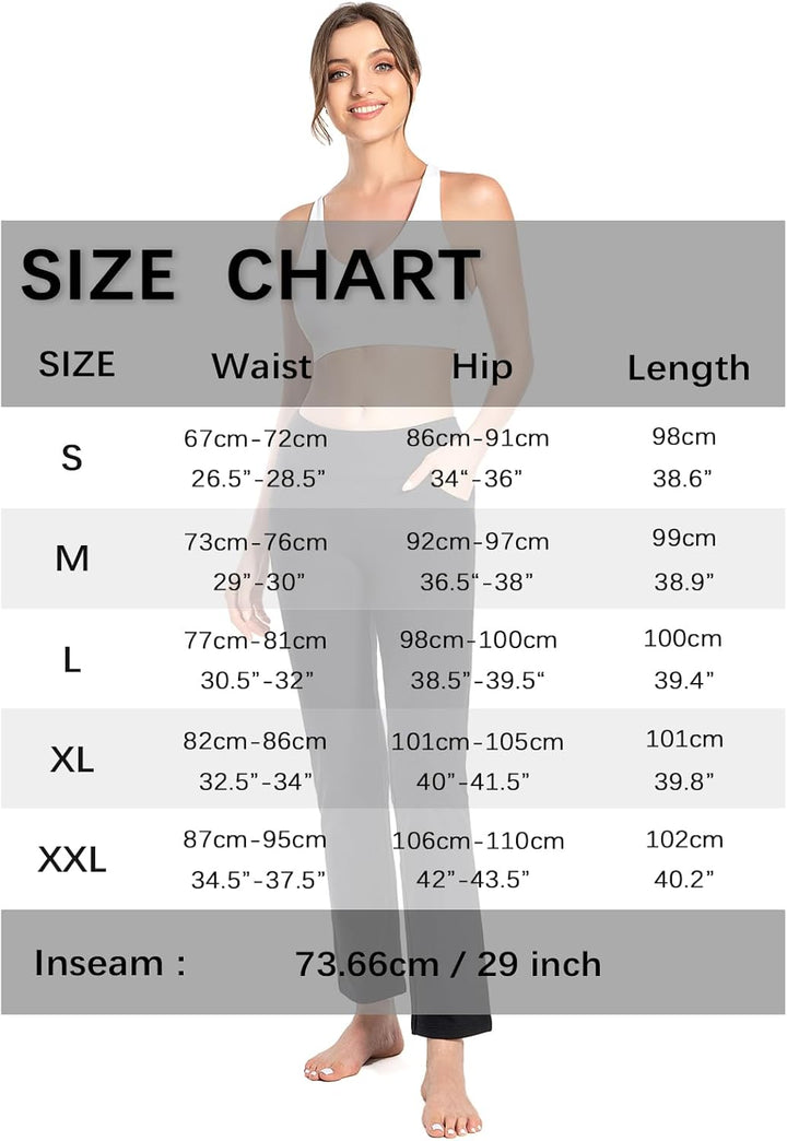 MOVE BEYOND Butterweiche Damen Straight Leg Yoga Hose mit 4 Taschen Bauchfrei Workout Arbeitshose S