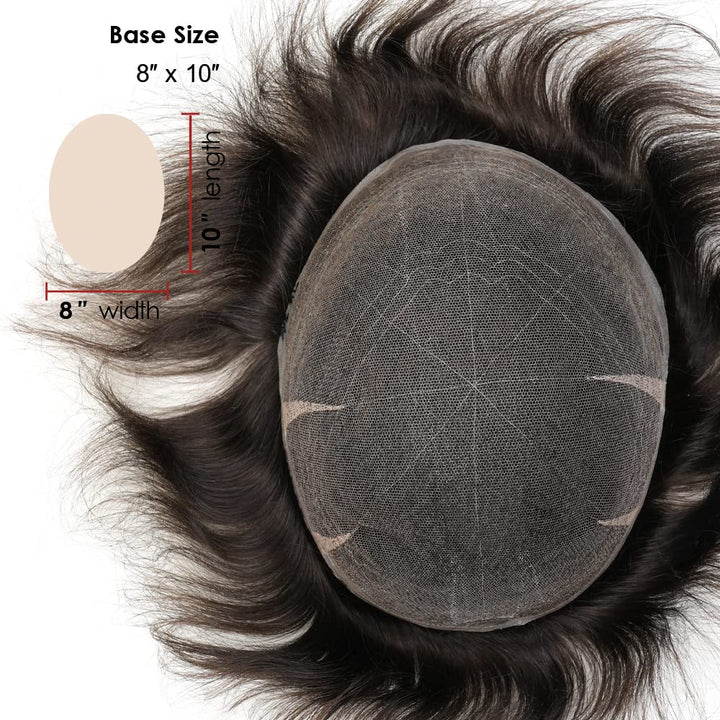 Lordhair Toupet Human Hair Herrenperücke, Französische Spitze Webart, 20 x 25 cm, Leichtes Haarersat