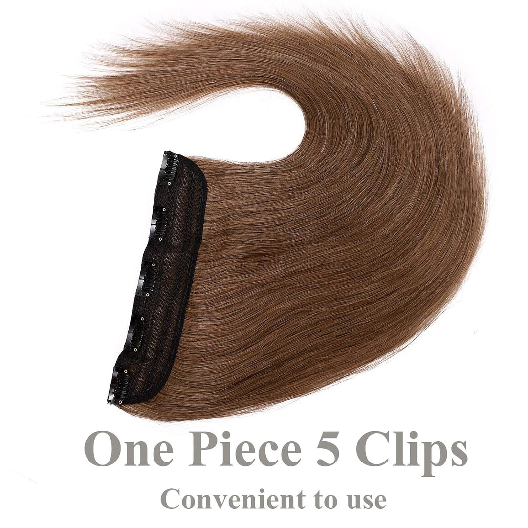 SEGO Haarteil Clip in Extensions Echthaar DICKER Haarverlängerung 1 Tresse 5 Clips Human Hair Glatt