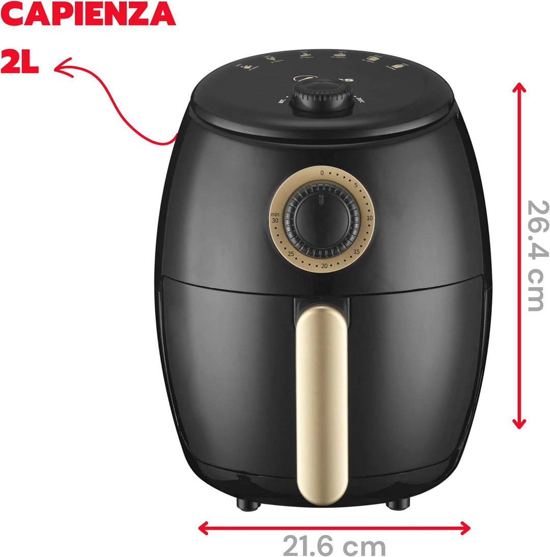 ARDES - Heissluftfritteuse 2 Liter Fassungsvermögen Air Fryer klein 30-Minuten-Timer Höchsttemperatu