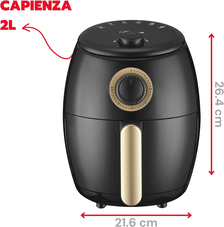 ARDES - Heissluftfritteuse 2 Liter Fassungsvermögen Air Fryer klein 30-Minuten-Timer Höchsttemperatu