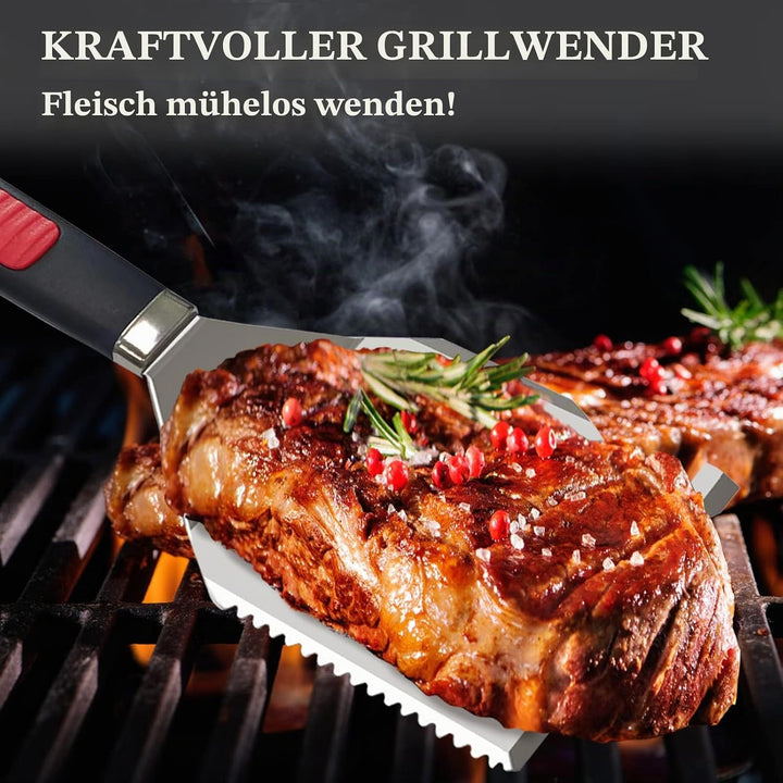 Grillspatel für den Aussengrill, 7-in-1-Grillwerkzeuge, Multifunktion Grillzubehör, Box-Paket, perfe