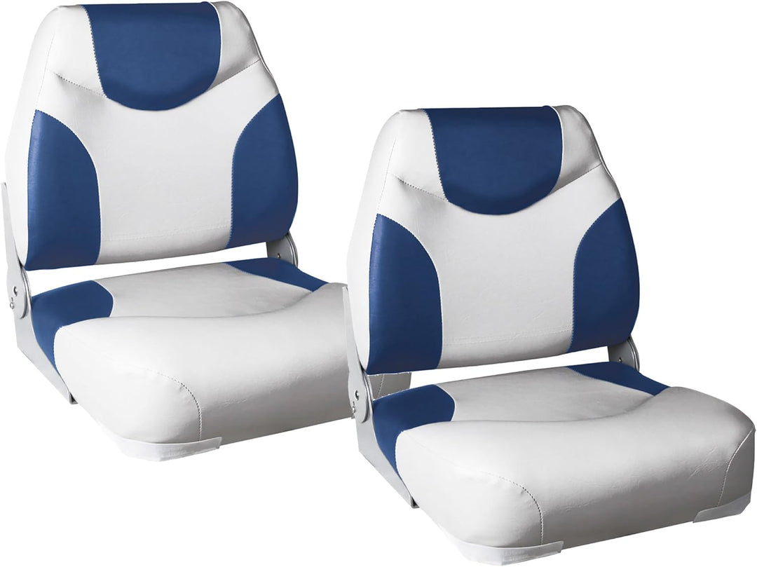 pro.tec] 2X Bootssitze 'Exclusive - Line' (blau - Weiss) im Sparpaket - aus wasserfestem Kunstleder/