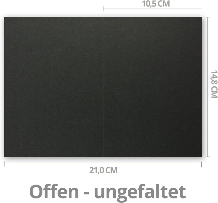 Faltkarten SET mit Brief-Umschlägen DIN A6 / C6 in Schwarz - 75 Sets - 14,8 x 10,5 cm - Serie Farben