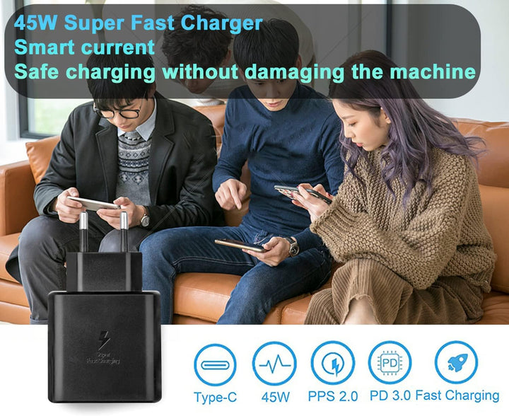 2er Pack USB C Ladegerät 45W mit Schnellladekabel für Samsung Galaxy S26 Ultra S25 S24 S23 S22 S21 S