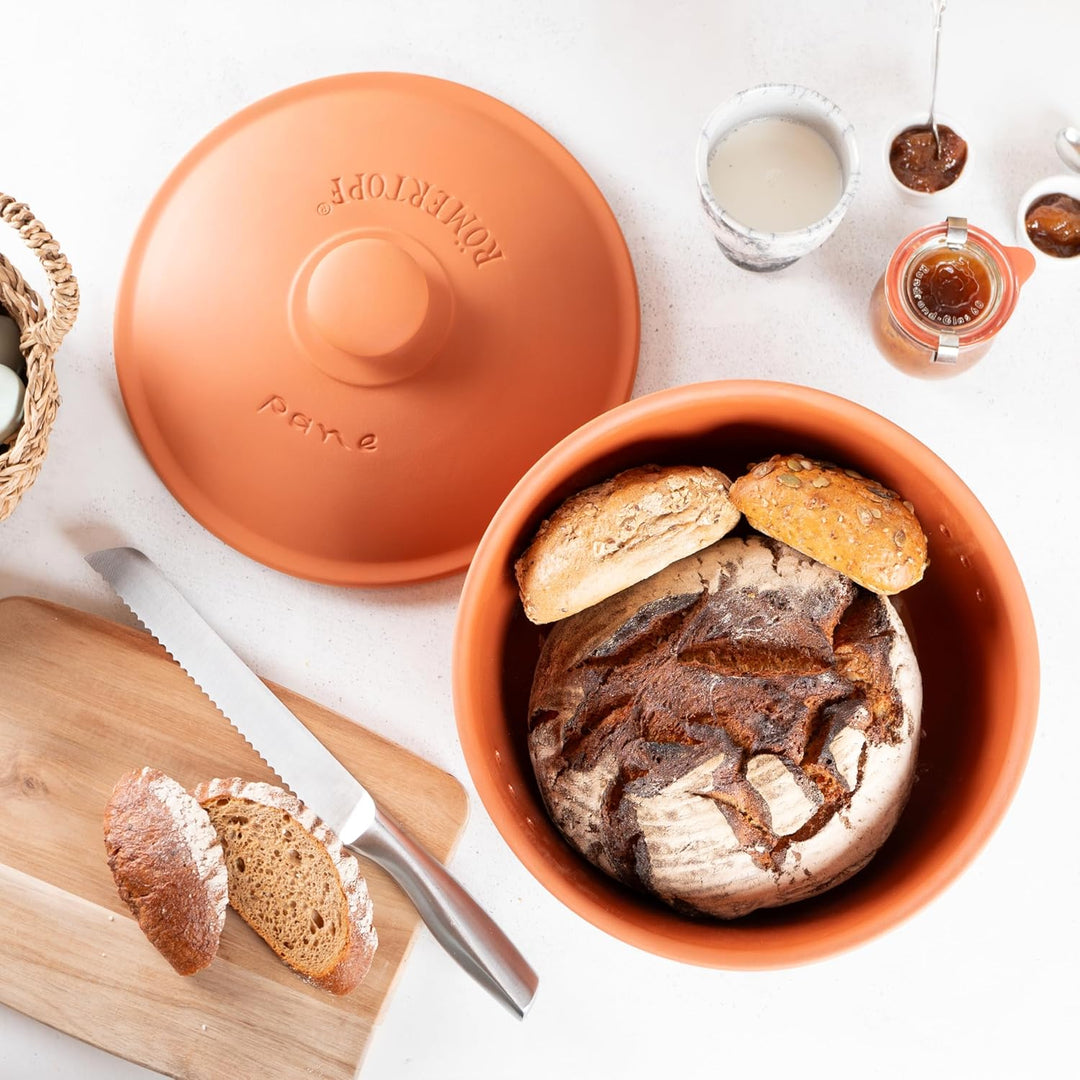 Römertopf Brottopf aus Keramik, ideal zu Brotaufbewahrung aus Ton Ø 30,0 cm Terrakotta, Terrakotta